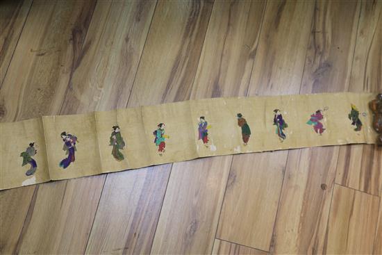 A Chinese hardwood scroll painting and another scroll